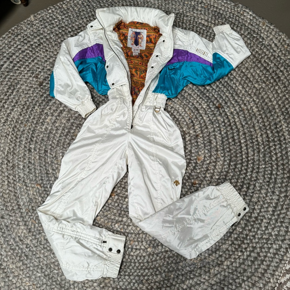 Vintage DESCENT women ski suit snowsuit sz6 small insulate snowboard pant jacket